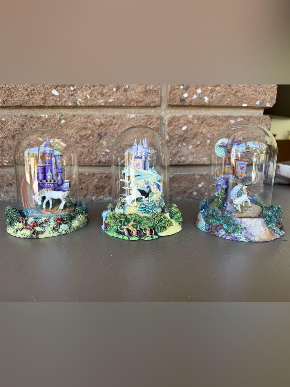 franklin mint unicorns land of rainbow enchanted castle kingdom steve read dome